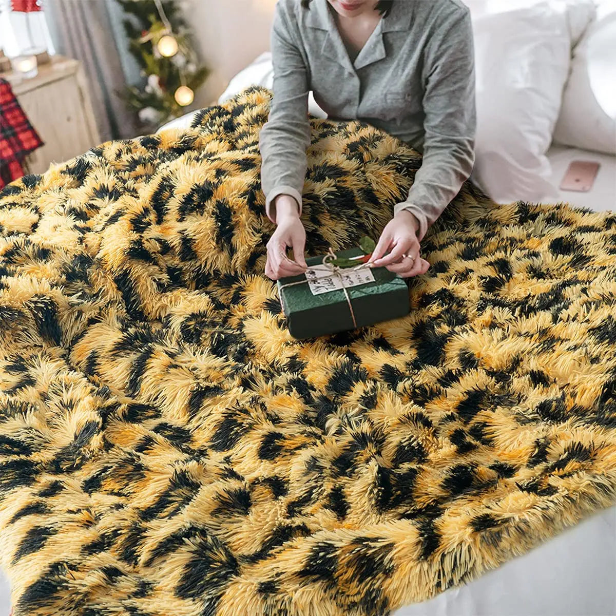 Fluffy Leopard Throw Blanket Plush Cheetah Print Blankets Soft Faux Fur Bed Throw For Decorative Couch Chair Bed Covers