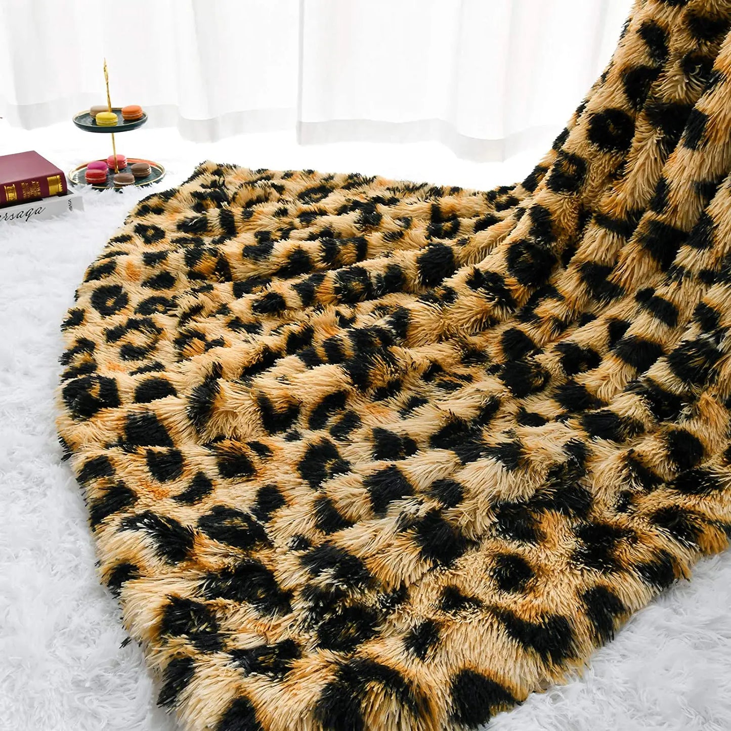 Fluffy Leopard Throw Blanket Plush Cheetah Print Blankets Soft Faux Fur Bed Throw For Decorative Couch Chair Bed Covers