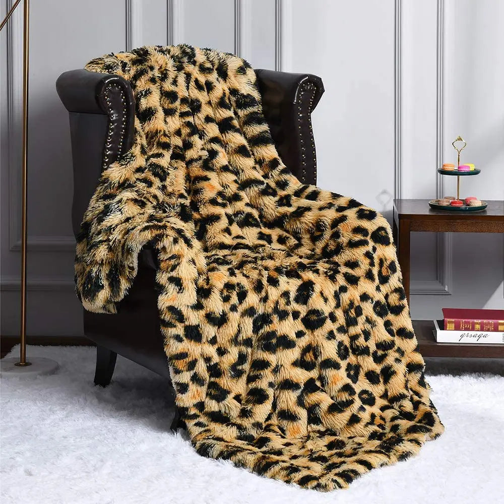 Fluffy Leopard Throw Blanket Plush Cheetah Print Blankets Soft Faux Fur Bed Throw For Decorative Couch Chair Bed Covers