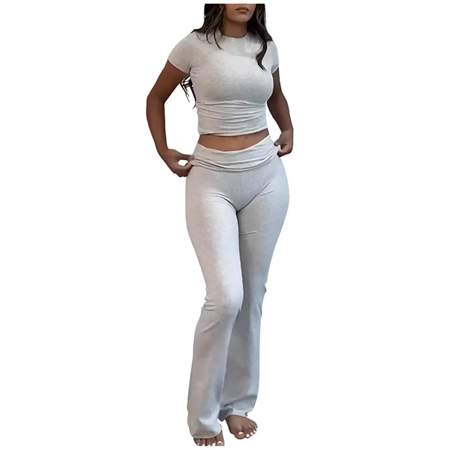 Women's Yoga Leggings Two Piece Solid Color Slim Fit