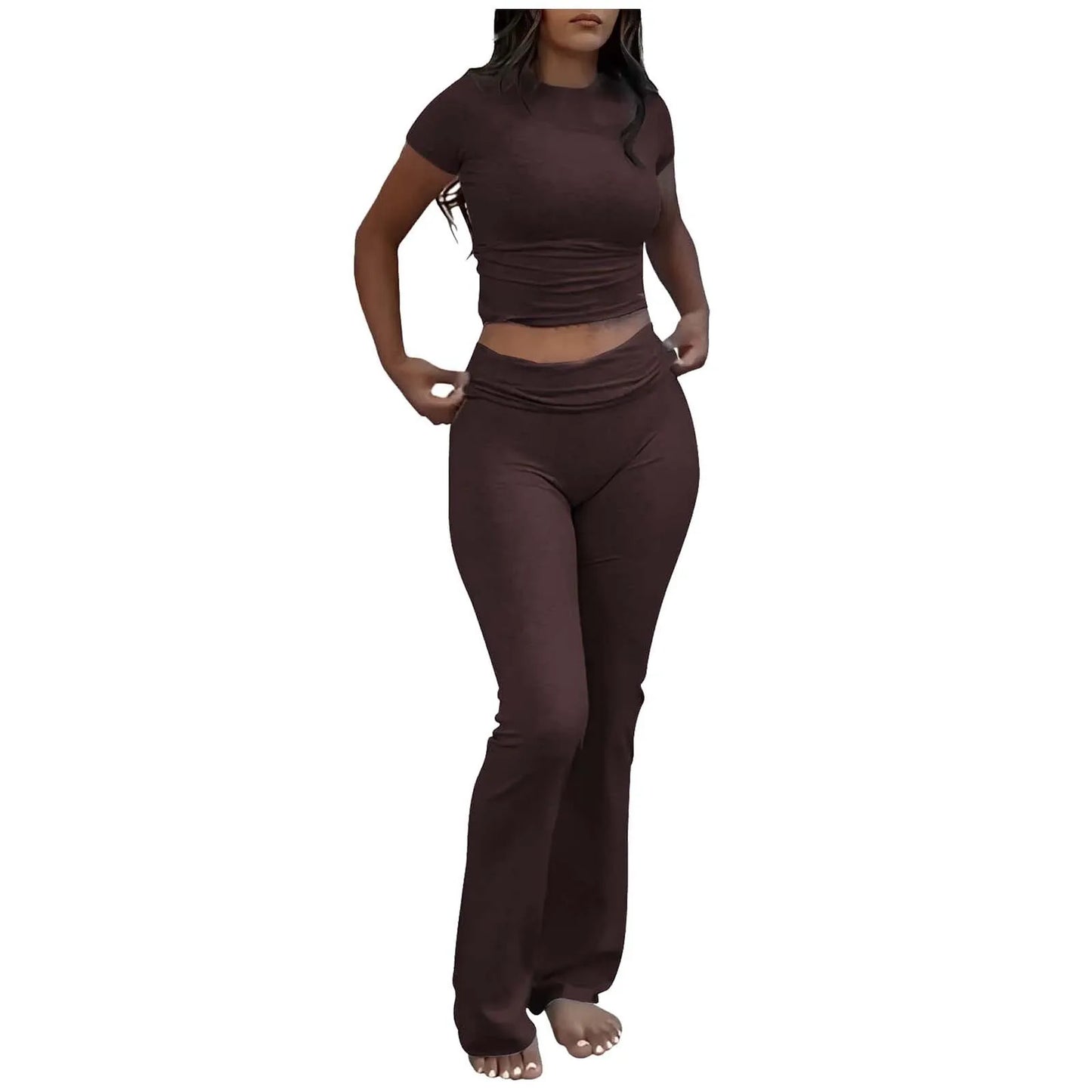 Women's Yoga Leggings Two Piece Solid Color Slim Fit