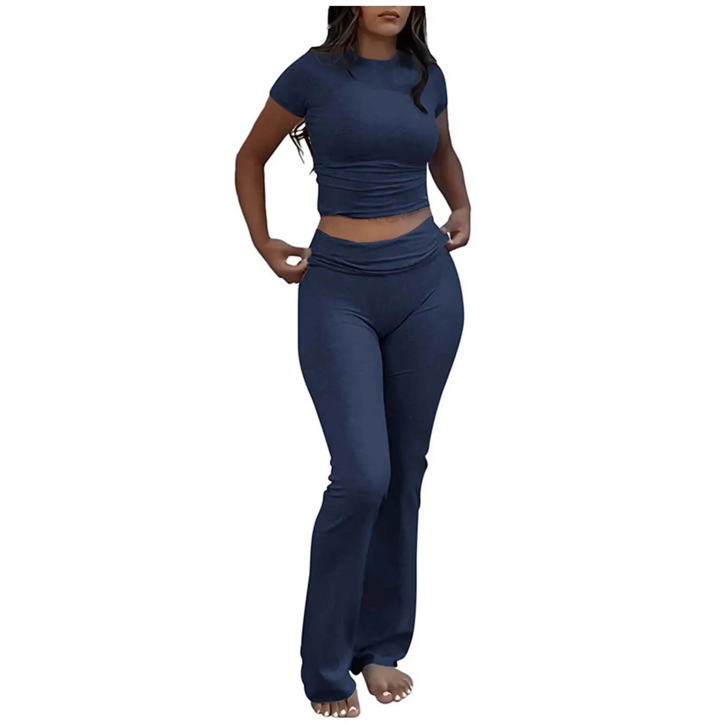 Women's Yoga Leggings Two Piece Solid Color Slim Fit