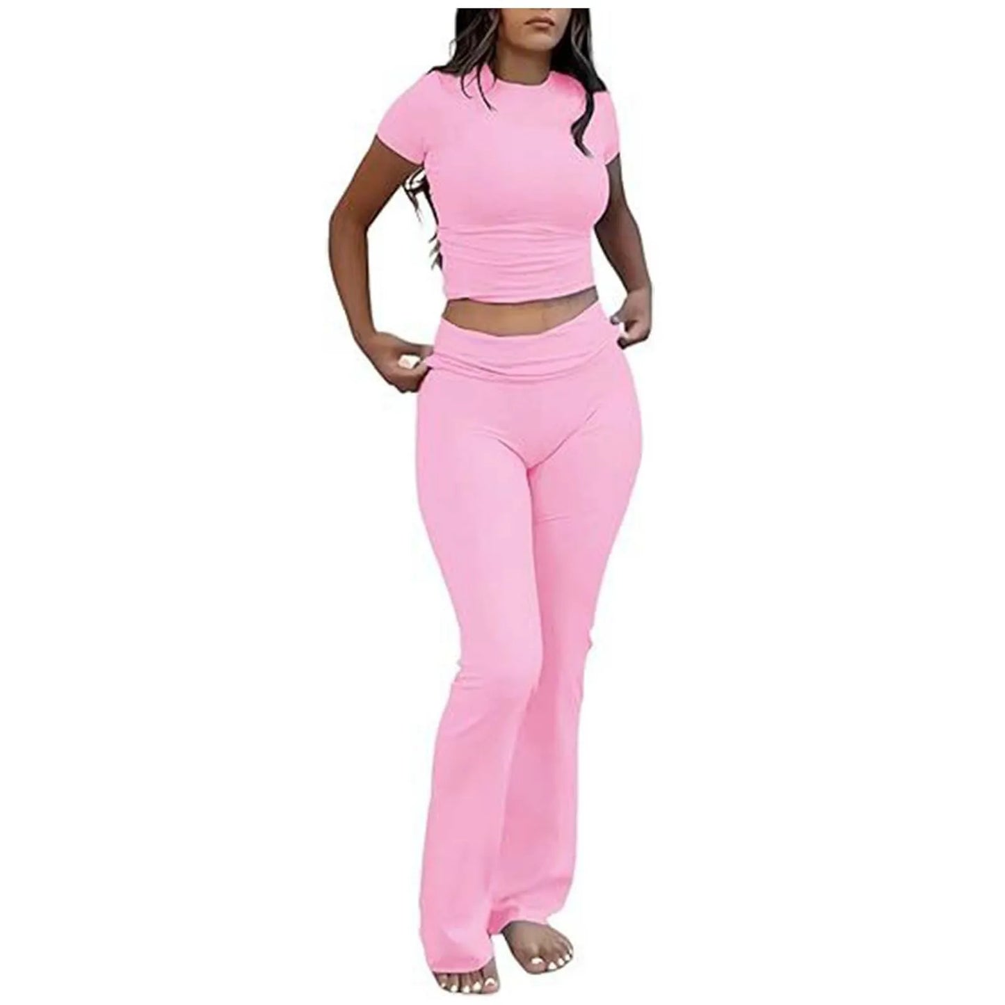 Women's Yoga Leggings Two Piece Solid Color Slim Fit